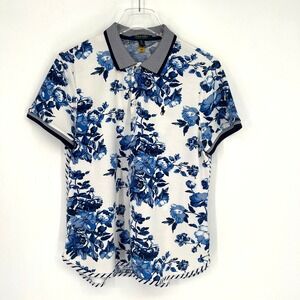 Ralph Lauren Polo Golf Top Womens XL Blue Porcelain Floral Athleisure Pickleball